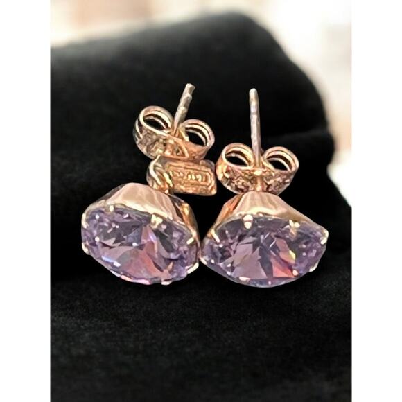 Coach Rose Gold Purple Crystal Stud Earrings - Picture 2 of 6